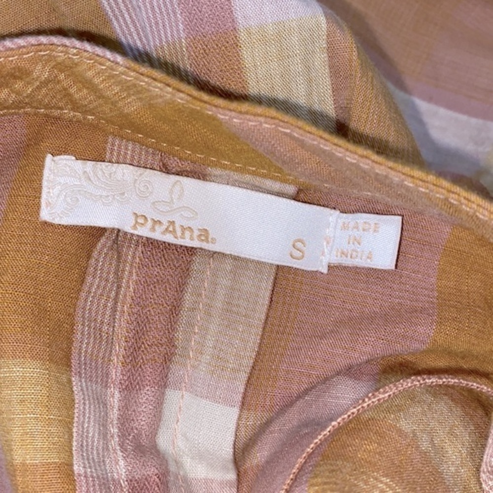 Prana Elena top mustard plaid size small - Picture 6 of 8